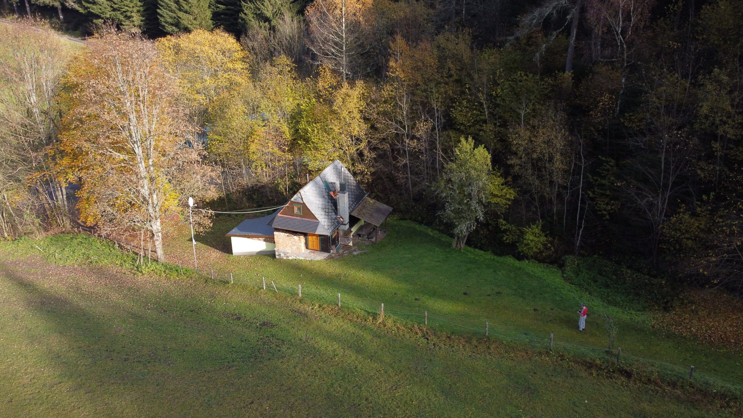 Luftaufnahme der Mühle in der Landschaft bei Reifling